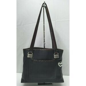 Brighton Black Pebbled Leather Pockets Double Handles Tote Shoulder Bag